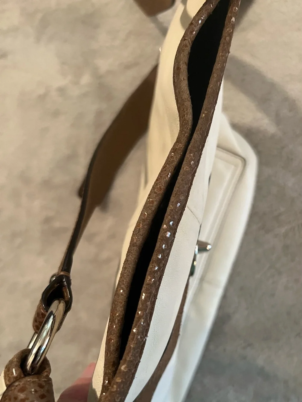 Coach Penelope Turnlock Crossbody Cream w/ Brown Snakeskin